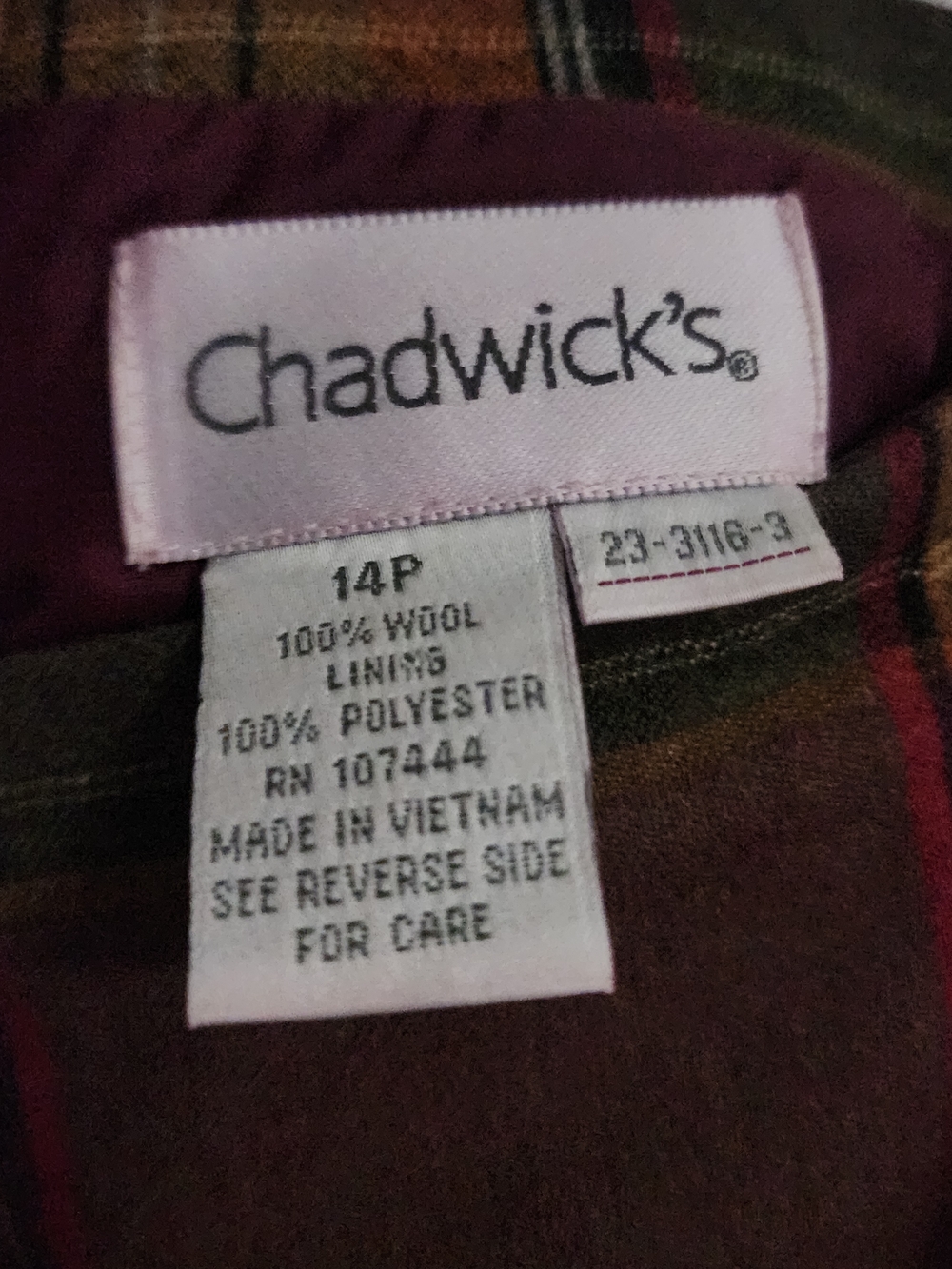 Chadwicks Olive, Rust, Brown Plaid Skirt 100% Wool - Picture 3 of 8